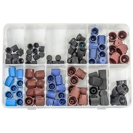 Truckair Cap - Assortment Kit, Category: Assortment Kit, Fits: R12/R134A, Service Cap Kit, Plastic Case 16-4148